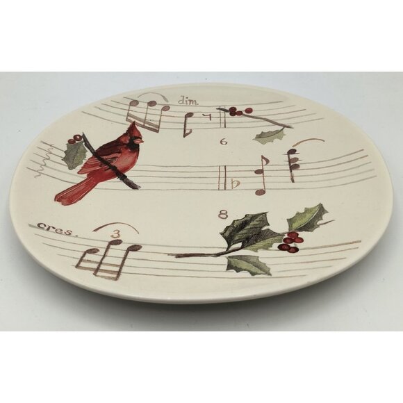 Holiday Cardinal Music-Themed Ceramic Plate By Jeremie - Picture 2 of 3